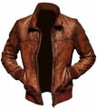 Herren Biker Motorrad Vintage Distressed Brown Bomberjacke Winter Lederjacke