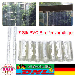 7Stk Pvc Streifenvorhänge Lamellenvorhang Transparent Türvorhang 200 x 2mm 