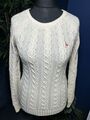 Jack Wills Pullover Zopfmuster 100% Lammwolle Creme Damen Uk 8 Pulli Sweater