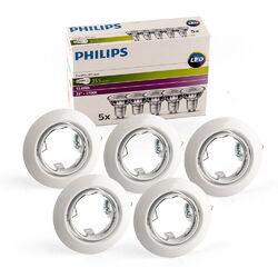 5 LED Einbaustrahler Rahmen GU10 Set 230V Einbauspot LED Philips Einbauleuchte 