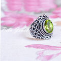 Facettierter Peridot Edelstein 925 Sterling Silber Schmuck Versprechen Ring f...