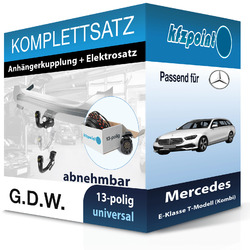 Für Mercedes E T-Modell 16-23 G.D.W. Anhängerkupplung abnehmbar + 13polig E-SatzG.D.W. abnehmbar 2187T60 & TRAIL-TEC universal