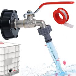 IBC Auslaufhahn, Brass IBC Wasserhahn 1/2 Zoll, S60x6 Wassertank 1000L Adapter