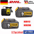 2X 5,0Ah für DeWalt Akku 18V XR Li-Ion Batterie DCB184 DCB182 DCB200 / Ladegerät