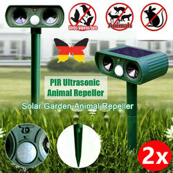 2PCS Solar Tiervertreiber Ultraschall Abwehr Marder Katzen-Hunde Abwehr Schreck