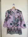 GERRY WEBER Damen Tunika Bluse Gr. 36/38 Flieder Paisley Muster 3/4 Arm 