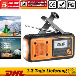 Solar Radio Kurbelradio Notfall USB Mit Handyladefunktion Taschenlampe 5200mAh