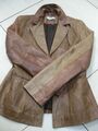 Damen NEXT Leder JACKE 8 BLAZER Echt Hippie Patchwork 70er Used weich