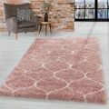 Design Hochflor Teppich Wohnzimmerteppich Muster Kachel Tile Jacquard Rose