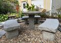 Granit Gartenbank Naturstein - Exlusive 2x Granitbank + Granit-Tisch 