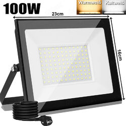 2x LED Fluter Flutlicht Baustrahler Scheinwerfer mit Stativ Stecker 30/50/100W