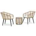 3-tlg. Bistroset Gartenstühle Couchtisch Poly Rattan Balkonset Sitzgruppe