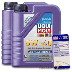 2x 1 L LITER LIQUI MOLY LEICHTLAUF HIGH TECH 5W-40 MOTOR-ÖL MOTOREN-ÖL 50047891### INKL. ÖLWECHSEL-ANHÄNGER ###