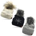 Damen Mütze Beanie Strickmütze Wintermütze Warme Bommelmütze Winter Handschuhe