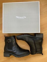 Damen Leder Stiefeletten Tamaris extra weit Comfort Gr.39 schwarz gebraucht