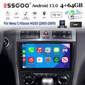 4+64G Android13 Autoradio DAB 9" Carplay Für Benz C-Klasse W203 05-09 GPS KAM BT