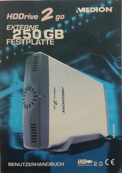 Original Medion Externe Festplatte HDDrive 2 GO mit 250 GB USB die 1. Generation