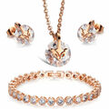 DAMEN SCHMUCKSET FUCHS ANHÄNGER IN ROSEGOLD HALSKETTE EDELSTAHL OHRRINGE ARMBAND