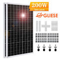 12V 200W Solarpanel Solarmodul Solaranlage MONO Photovoltaik Wohnmobil Camping