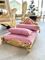 Pet Bed Nostalgic Baroque Handmade Style Small Dog Bed Gold Finish Velvet Pink