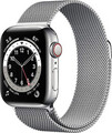 Apple Watch Series 6 40 mm Edelstahlgehäuse silber am Milanaise Armband silber [