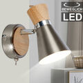 LED Design Wand Lampe Wohn Zimmer Holz Strahler Chrom Lese Leuchte verstellbar