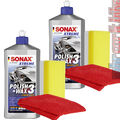 2x Sonax XTREME Polish+Wax 3 Hybrid NPT 500ml Politur & Wachs + Schwamm + Tuch