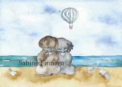 Sabine Finnern"Hundestrand"-Strand-Hund-watercolor-Aquarell