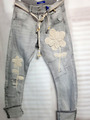 💋Sexy Woman Jeans Häkelblume Baggy Boyfriend toller Sommerstyle Gr.S-XL
