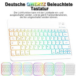 QWERTZ Beleuchtet Tastatur Maus Für Samsung Galaxy Tab A7 A8 A9+ S9 FE S8 S7 S6