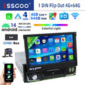 4+64G 1 DIN 7 Zoll Flip Out Carplay Autoradio Android 14 GPS WIFI FM BT DAB+ KAM