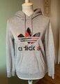 Damen Logo Kapuzen Hoodie von ADIDAS grau meliert in Gr. 36