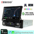 DAB+ 1 DIN 7 Zoll 4+64GB  Autoradio Android 13 Ausfahrbarem Display GPS NAVI Kam