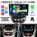 10" 2+64G Android13 Autoradio Carplay Für Toyota Aygo Peugeot 107 Citroen C1 KAM