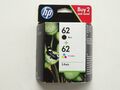 Original HP 62 Tintenpatronen Schwarz, Gelb, Cyan, Magenta, 2-Pack Set OVP Neu