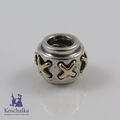 Original Pandora 925er Silber u. 585er Gold Charm Anhänger "Kreuz" (E3678)