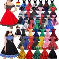 Frauen Vintage Rockabilly Retro Kleid 50er 60er Jahre Partykleid Abendkleid DE