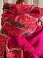 Luxus Kaschmirmischung traditionelle rosa/rot bestickte Pashmina von Pashmina Love.