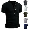 Lässiges Herren-T-Shirt Mit V-Ausschnitt Und Kurzen Ärmeln Und Button-Down E