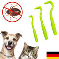 3er SET Zecken Zange Entferner Greifer Pinzette Haken Hund Katze Pferd Tiere DE.