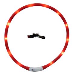 Hunde Katzen Leuchthalsband LED USB Leuchtschlauch Hundehalsband ROT Leuchtring 