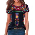 Boho Freizeit T-Shirt Bluse kurzärmelig lose Sommer Tops für Damen (Übergröße)