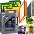 MANN INSPEKTIONSPAKET+5L LIQUI MOLY 5W-30 ÖL passend für OPEL ASTRA G 65-90 PS