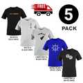 Bedruckte T-Shirts Herren 5er Pack Kurzarm Big Size 100% Baumwolle verschiedene große Größen