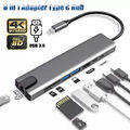 8 in1 USB C Hub Adapter HDMI 4K Type C USB 3.0 Micro SD für TV Macbook Laptop PC