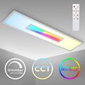 LED Deckenlampe flach Panel 100x25cm Fernbedienung dimmbar RGB-W CCT silber 24W