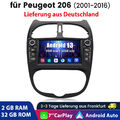 CarPlay 7" Autoradio Für PEUGEOT 206 206CC 206SW 2001-2016 Android12 GPS NAV BT