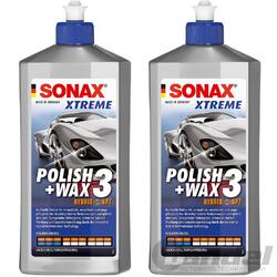 2x 500ml SONAX XTREME POLISH+WAX 3 HYBRID NPT LACKVERSIEGELUNG POLITUR WACHS