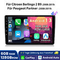 Carplay Autoradio GPS Für Peugeot Partner Citroen Berlingo 2 B9 2008-2019 6+128G