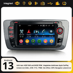 4+64GB Android 13 DAB+ 7" Autoradio CarPlay WiFi OBD2 8-Kern Navi Für SEAT IBIZA